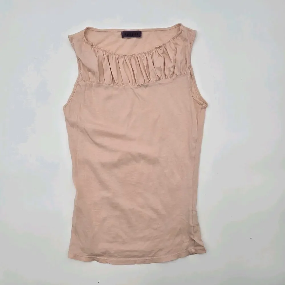 Velvet Graham Spencer Top Womens XS Pink Tank High Muscle Ruch Gathered